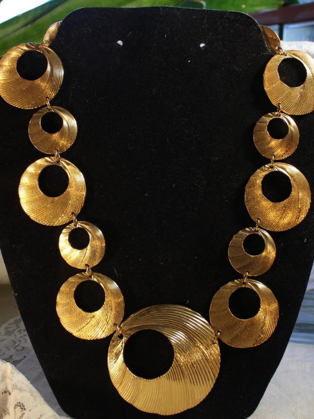 Gold-Tone Statement Disc Necklace